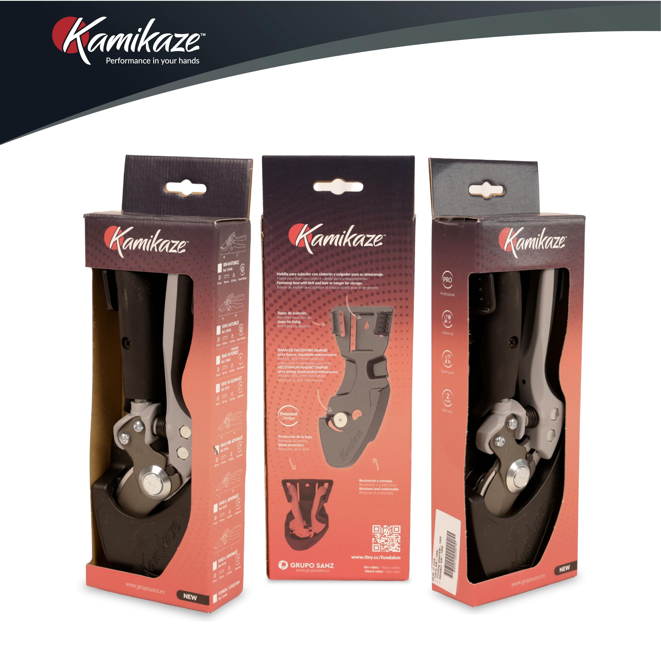 KAMIKAZE - Tijeras de podar profesionales resistentes para jardinería, mango ergonómico cómodo, hoja de derivación SK5 de acero de alto carbono, corta ramas de hasta 1 pulgada, cortaúñas de jardín
