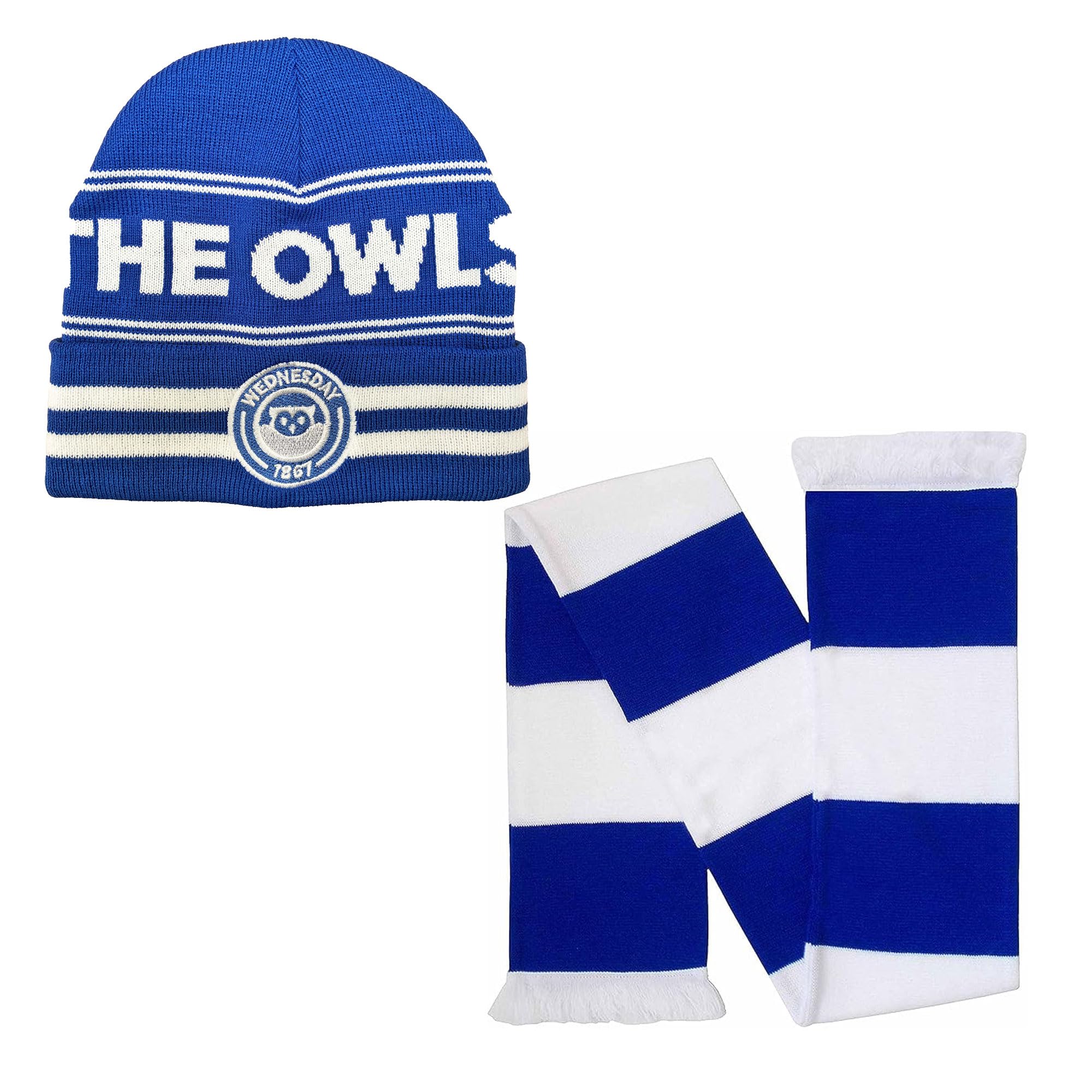 Beyond Happy Unisex Multicolor Sheffield Wednesday Bronx Hat & Scarf Set - Owls Football Fans Winter Accessory Set