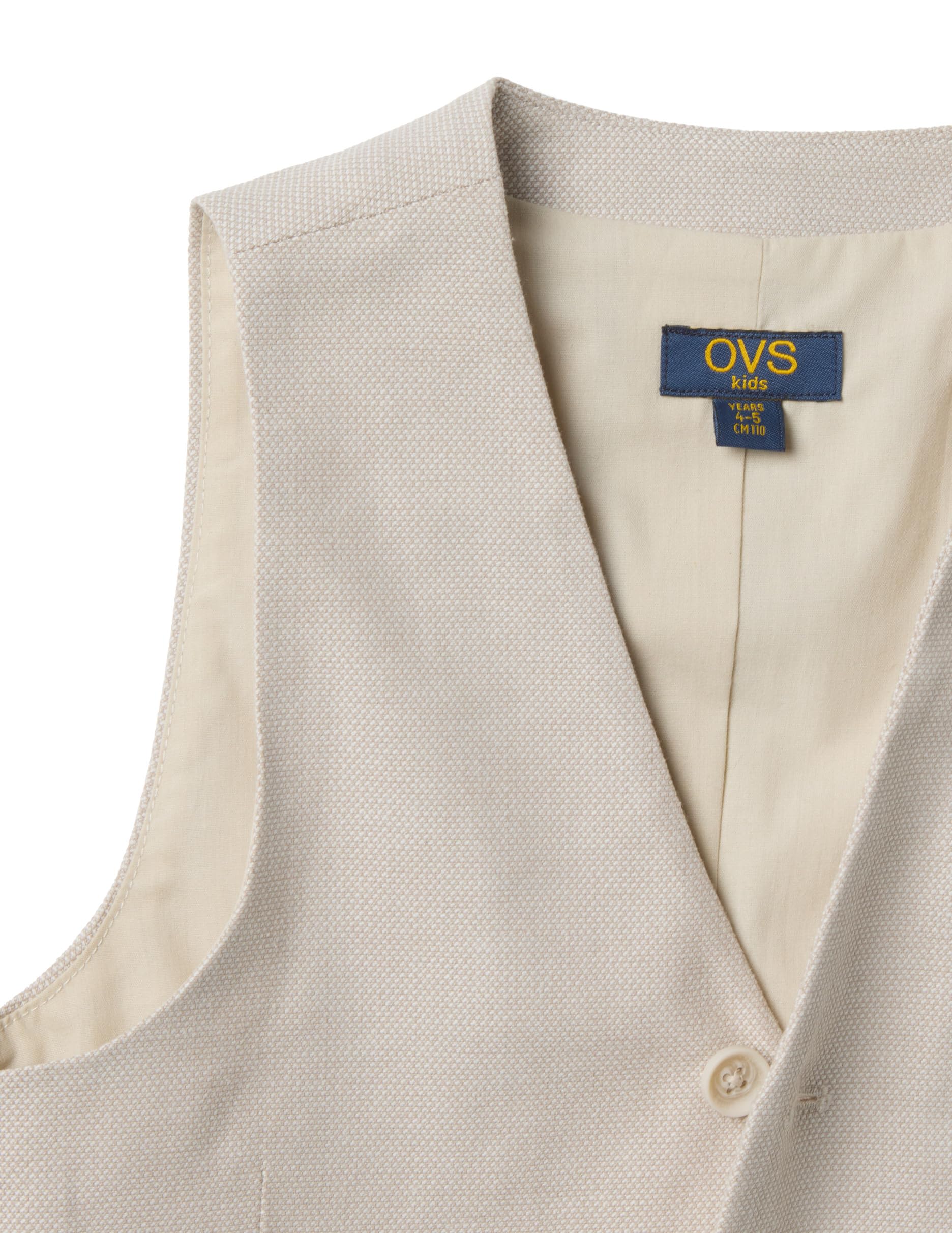 OVS KIDS Gilet beige sartoriale in cotone elasticizzato da bambino regular fit