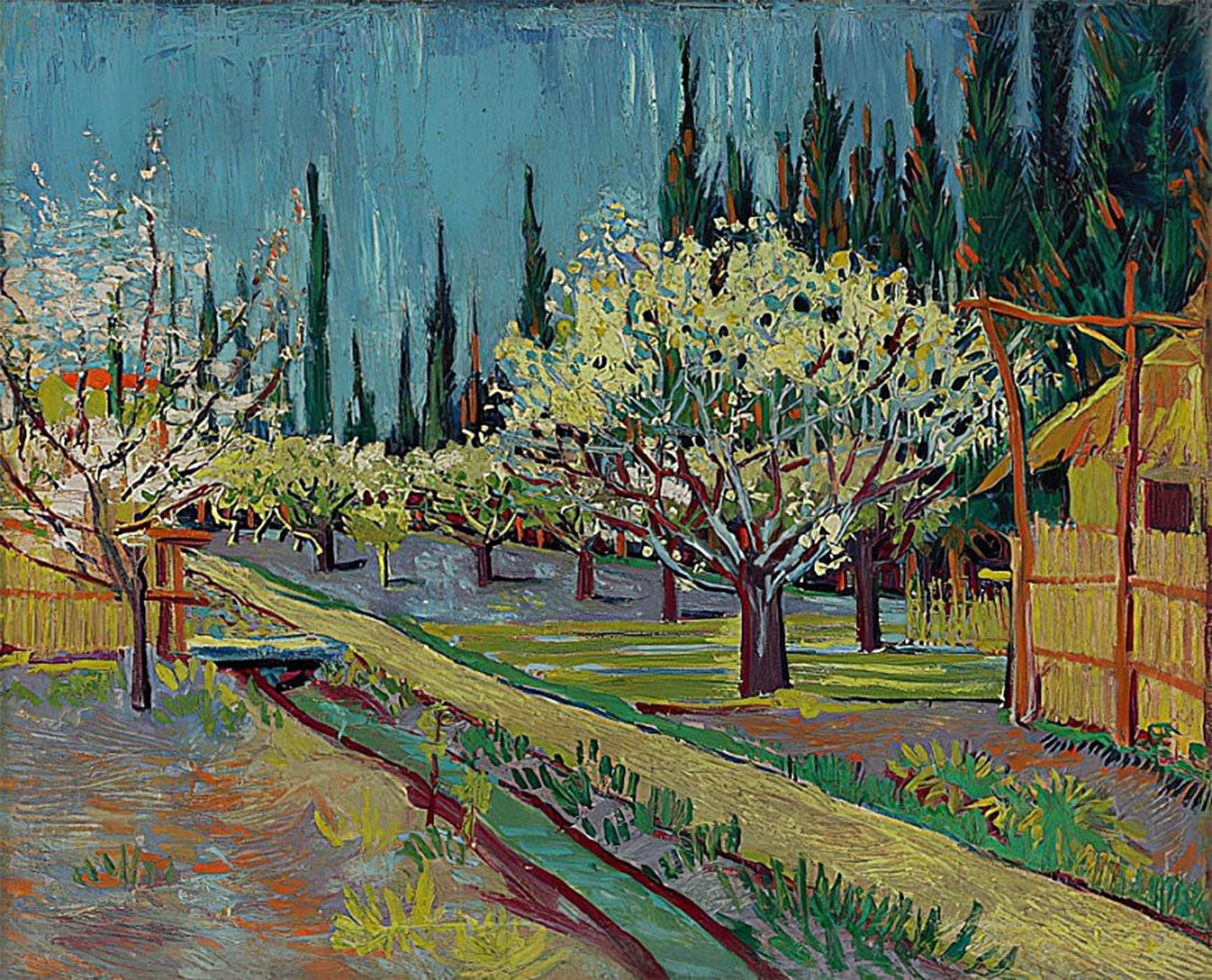 ARTXLXXBN Famous Painting Art Wall Decor Abstract Art Picture Orchard Surrounded by Cypresses Animal Pictures for Home Decor 60x90cm