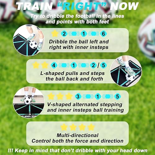 Miniatura 7 de Football Footstep Training Mat, Soccer Training Mat 35 * 24IN, Soccer Skills Training Equipment with Storage Bag and Soccer Return Trainer Net