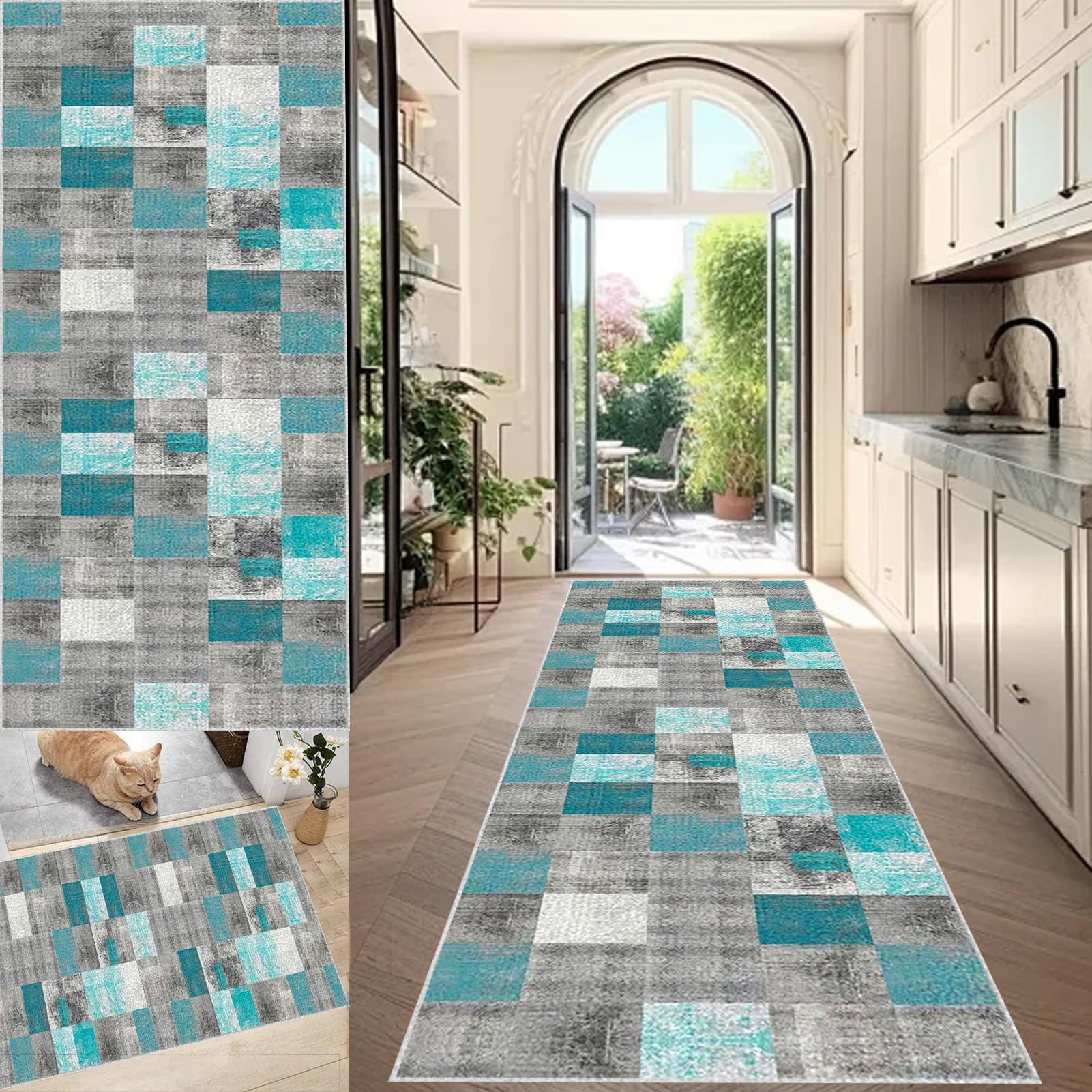 Alfombra de cocina absorbente y larga para un pasillo limpio y un dormitorio más acogedor 1