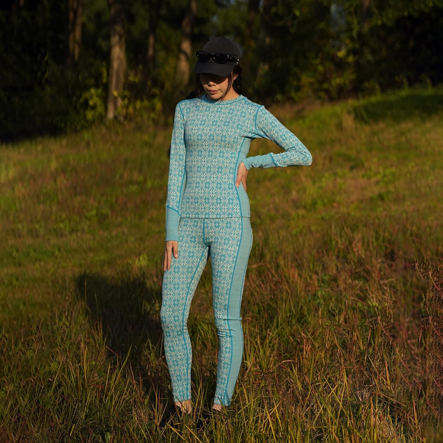 Merino Wool Base Layer Set for Women 100% Merino Wool Thermal Underwear Set - Image 3