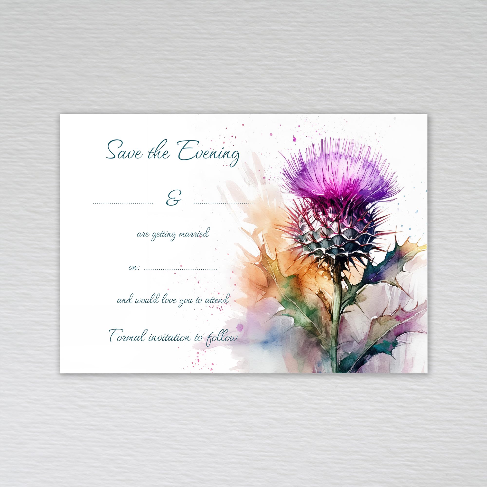 Webspectations Scottish Save the Evening Cards for Weddings with the National Flower of Scotland Theme: Scottish Thistle Save the Evening Invites (Pack of 50 without Envelopes)