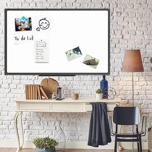 Miniatura 7 de JILoffice Pizarra blanca magnéticapizarra blanca, pizarra de borrado en seco de 48 x 31 pulgadas, marco de aluminio negro, tablero montado en la