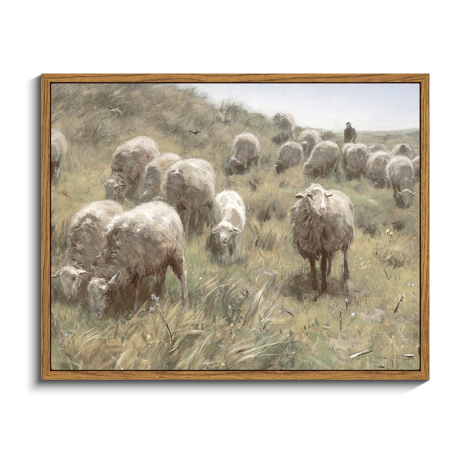 InSimSea Framed Canvas Wall Art, Meadow with Flowers Painting, Landscape for Living Room, Bedroom, Home, Bathroom Decor, 8x10 — view 246
