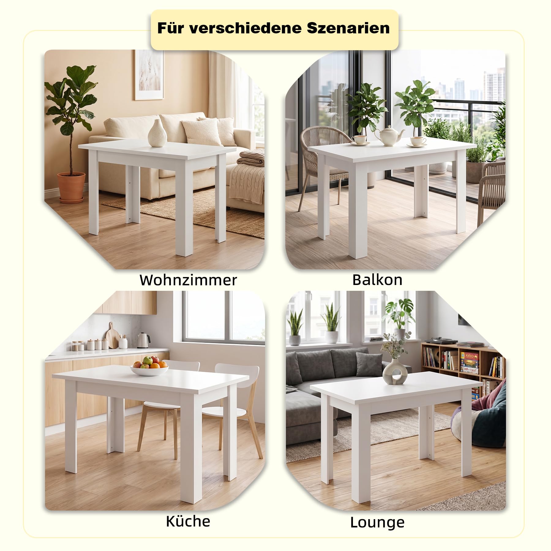 1 Stück Esstisch Weiss mit 2 Verstecktem Stauraum, Moderner Küchentisch Platzsparend Essen Tisch Esszimmer Multifunktional Tische als Schreibtisch/Kaffeetisch/Balkontisch/Gartentisch/Weiß/120x70x75CM