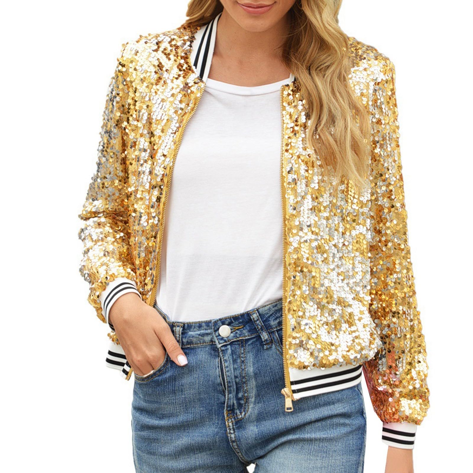 Generisch Veste demi-saison pour femme - Blouson léger et coupe-vent - Automne - Printemps - Loisirs - Sportif et élégant - A77