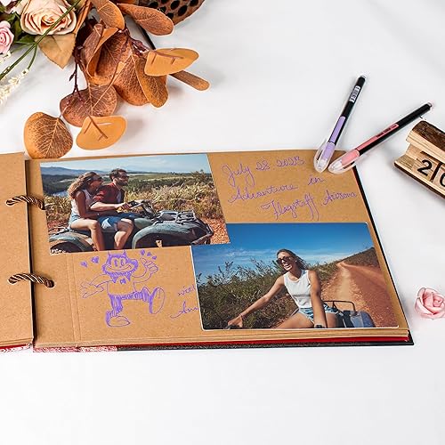 Miniatura 8 de Vienrose Álbum de fotos para álbumes de recortes, nuestro libro de aventuras, tapa dura, texto en relieve, álbum de recortes para parejas, bodas,