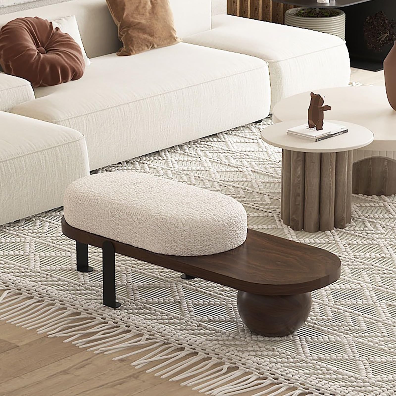 GHFXSCV Brown Upholstered Shoe Bench - Minimalist Entryway Seating with Soft Footrest - Versatile 39.3" (100cm) for Bedroom, Living Room, and Hallway