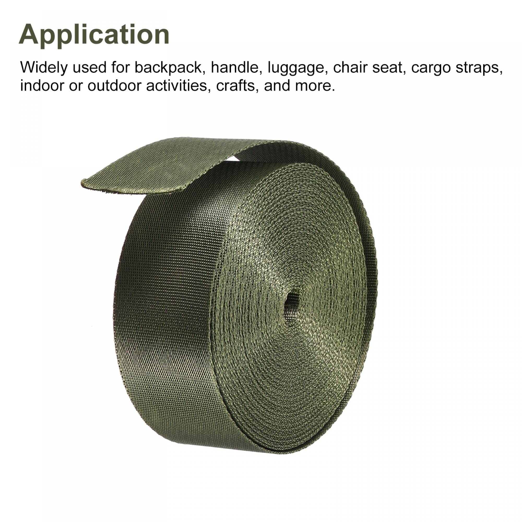 Sangle Plate Nylon 50 Mm – 9,1 Mètres – Noire – Résistante, épaisseur 0,7 Mm – Pour Bricolage, Sac, Portage