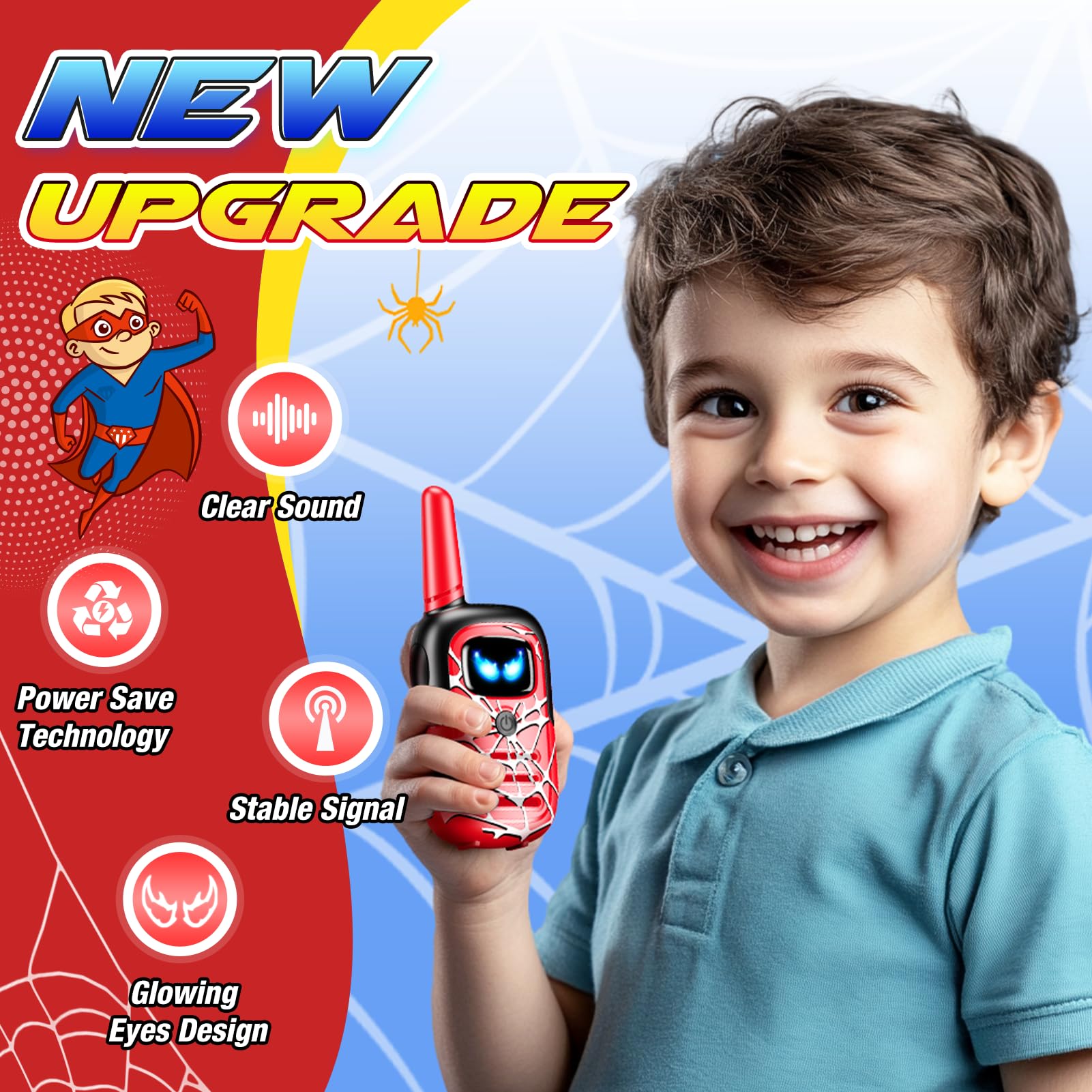 Toyokid 2 PCS Spider Walkie Talkies for Kids Spider Toys for 3 4 5 6 Year Old Boys Gifts for 3-8 Year Old Boy Toys - Image 3