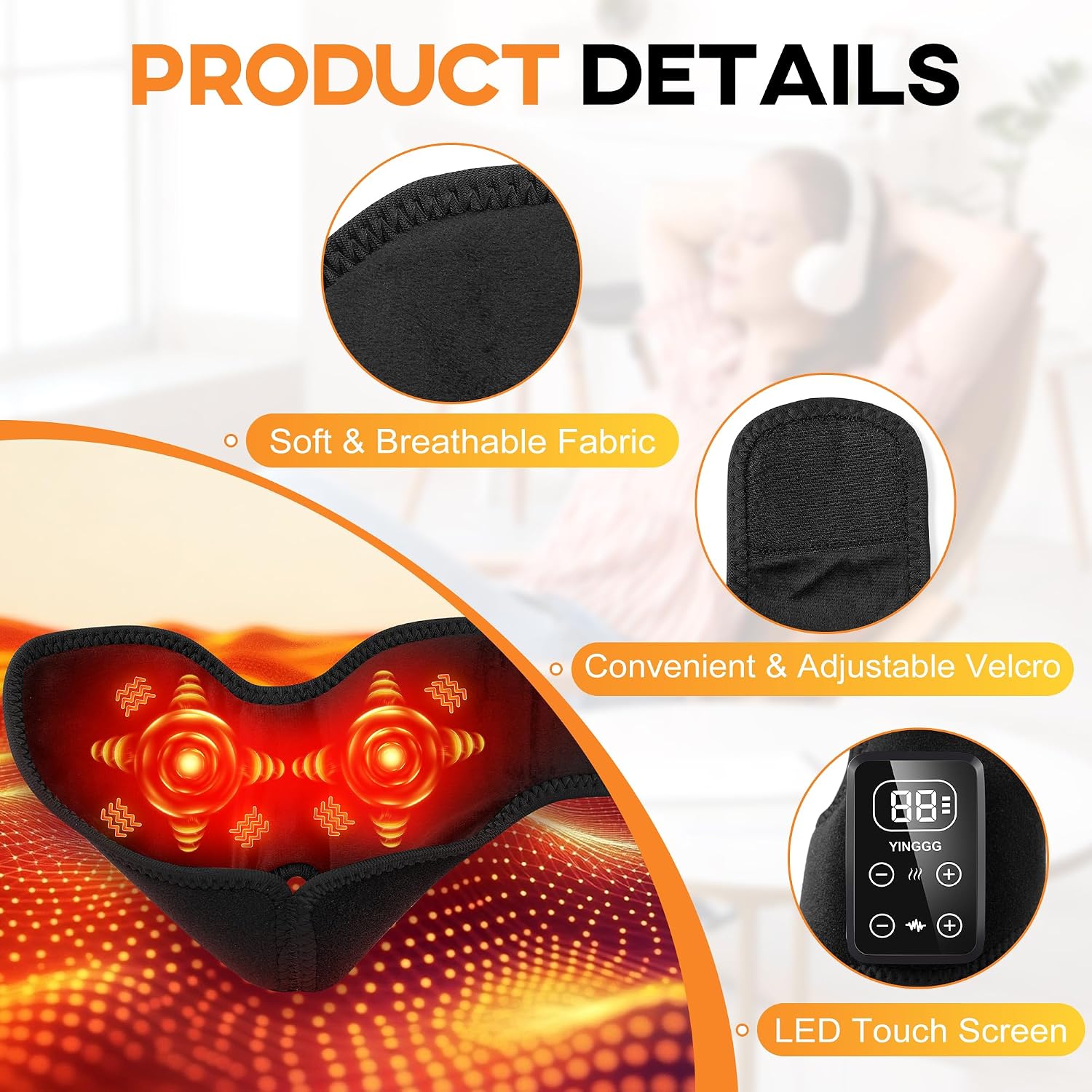 YINGGG 2PCS Foot Massager - 3-in-1 Cordless Foot & Ankle Massager with 5 Heat Levels & 3 Vibration Modes, Portable Ankle Heating Pad for Home Travel -YA01