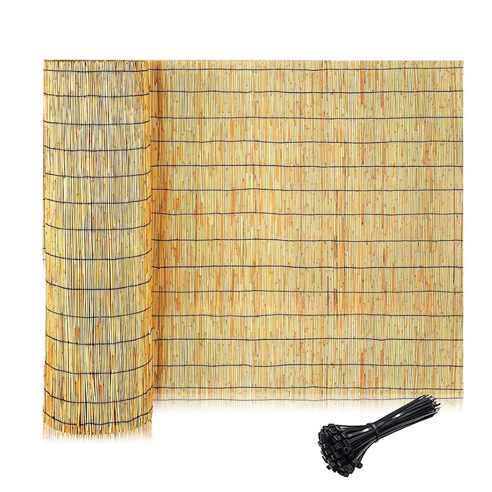 Canisse en Roseau Naturel, Brise-Vue Occultant et Rouleau de Clôture Bambou, Écran de Confidentialité pour Protection Intimité Jardin Balcon Terrasse, 1.2x5m(Natural,1.20mx5.0mx1pack)