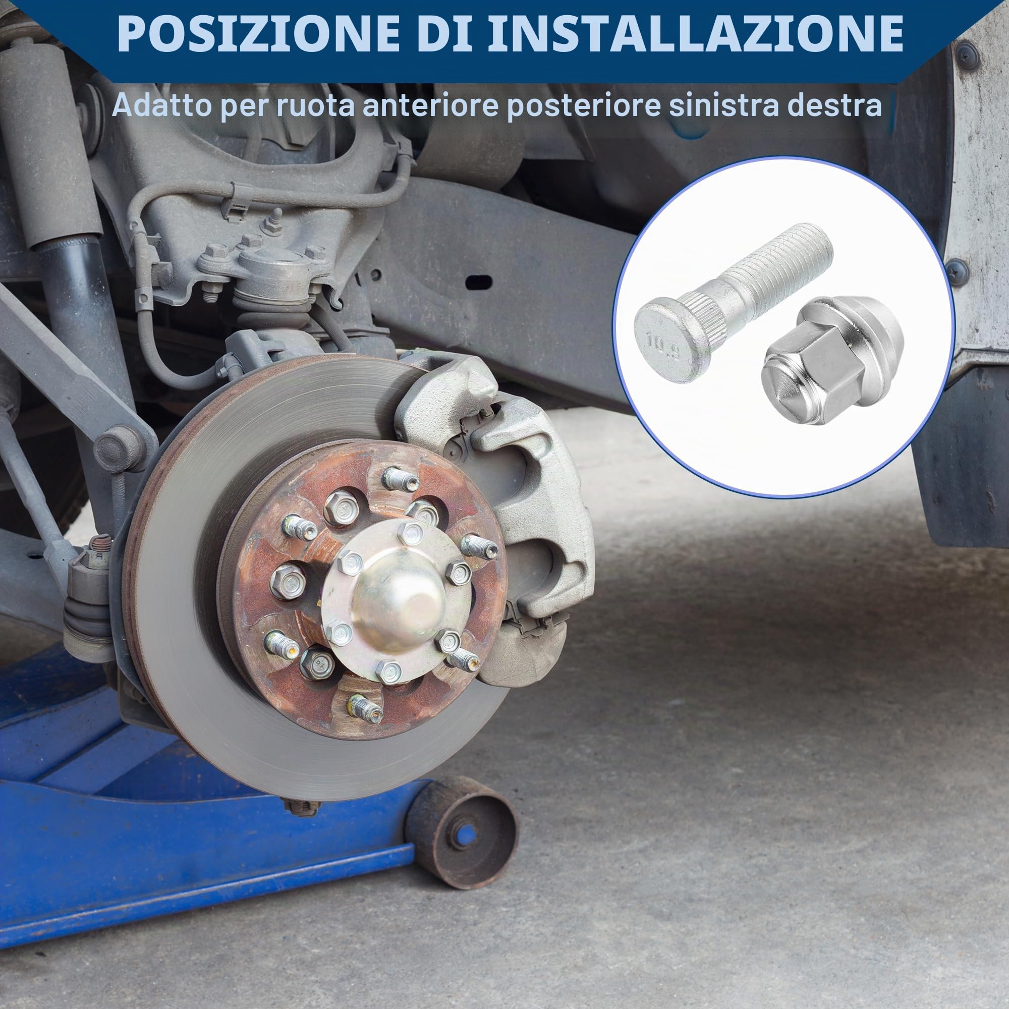 A ABSOPRO Bullone Per Perno Ruota M12-1.5 Per Ford Escape 1 Pz | Per Ford Escape 13-21, OE CV6Z1012C/ACPZ1012H, Materiale Metallo, Lunghezza 47mm, Esagonale 19mm