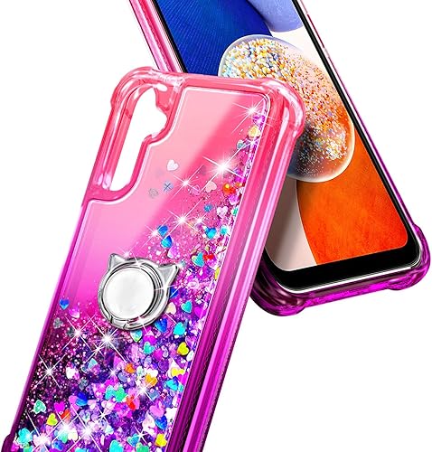 Miniatura 10 de NZND Funda compatible con Samsung Galaxy A14 5G con protector de pantalla de vidrio templado (cobertura máxima), soporte de anillocorrea de muñeca,