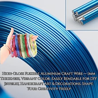 12 Rolls Colored Aluminum Craft Wire 196.8 Feet 18 Gauge Flexible Anodized Metal Artistic Floral Decoration Beading Wire for DIY Ornament Craft Making (1mm)
