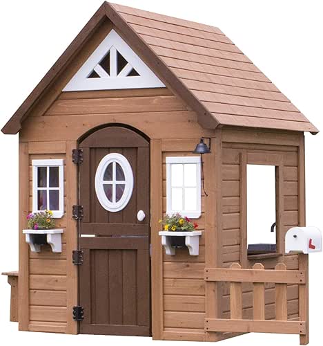 Backyard Discovery Aspen Cedar Wooden Kids Playhouse Cottage with Play