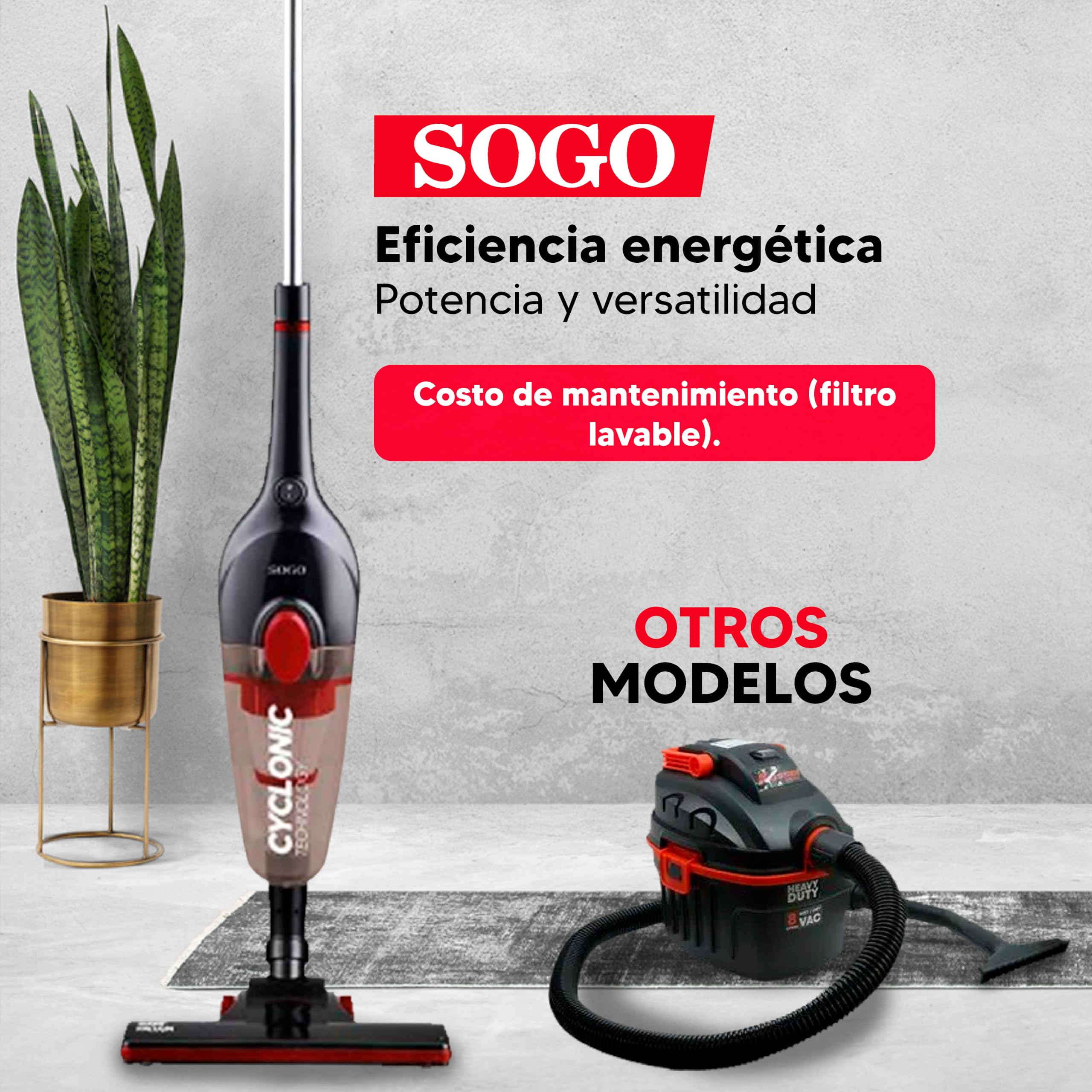 SOGO Cyclone Handheld Vacuum Cleaner 600W Energy Class A+ 2 in 1 with 0.8L Container HEPA Filter 4.5m Cable Black