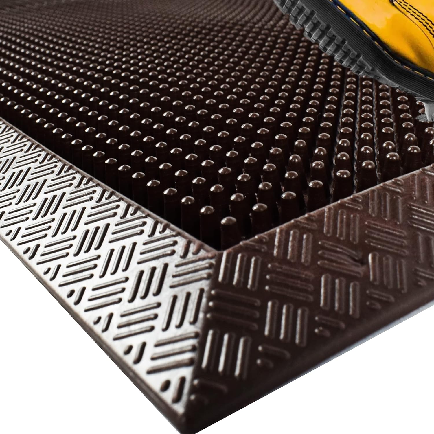 Doormat Sturdy Rubber Doormat(28"x17") for Outdoor Indoor Entryway, Scrapes Shoes Clean, Fingertip Design, Shoe Scraper Mat Heavy Non-Slip Backing, Ideal Outdoor Mat for Entrance(Dark Brown)