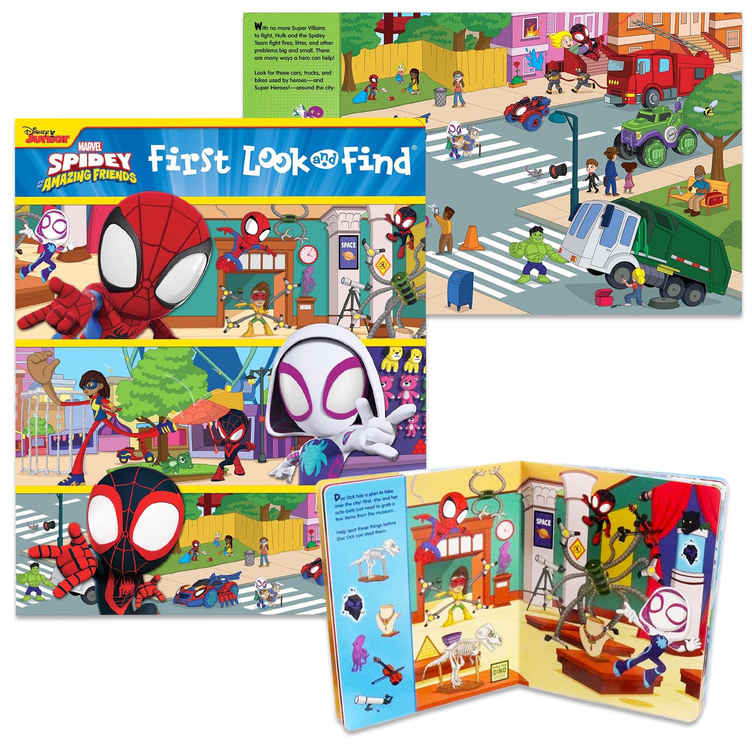Spidey and His Amazing Friends Bodenpuzzle Set - Bundle mit 40 Teilen Spidey Floor Puzzle, Look und Freund Buch, Stickern, mehr | Spidey and Friends Puzzle für Kinder, Kleinkinder