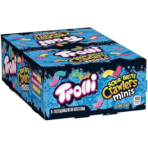 Miniatura 12 de Trolli Mini Sour Brite Crawlers de caramelo, cereza-limón, fresa-uva y naranja-lima, dulce y ácido, gusanos de gomita, 18 onzas (30 unidades)