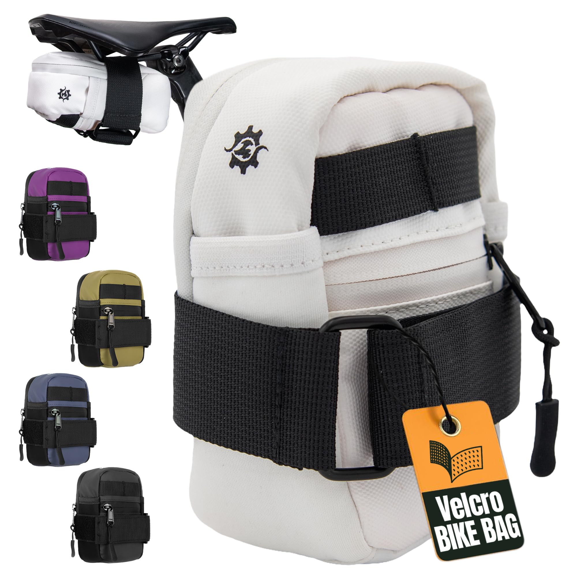 Lumiere & Co. Velcro Bike Saddle Bag, Reinforced stitiching and brick style shape for easy pack and multiple exterior pockets for organized storage