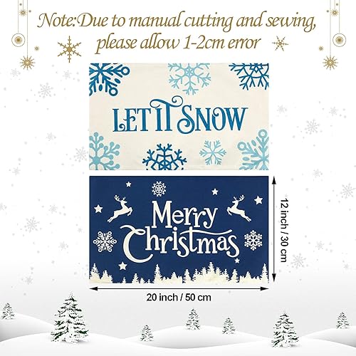 Miniatura 2 de 2 fundas de almohada navideñas de 20 x 12 pulgadas, fundas de almohada de lino con texto en inglés "Merry Christmas and Let It Snow", fundas de