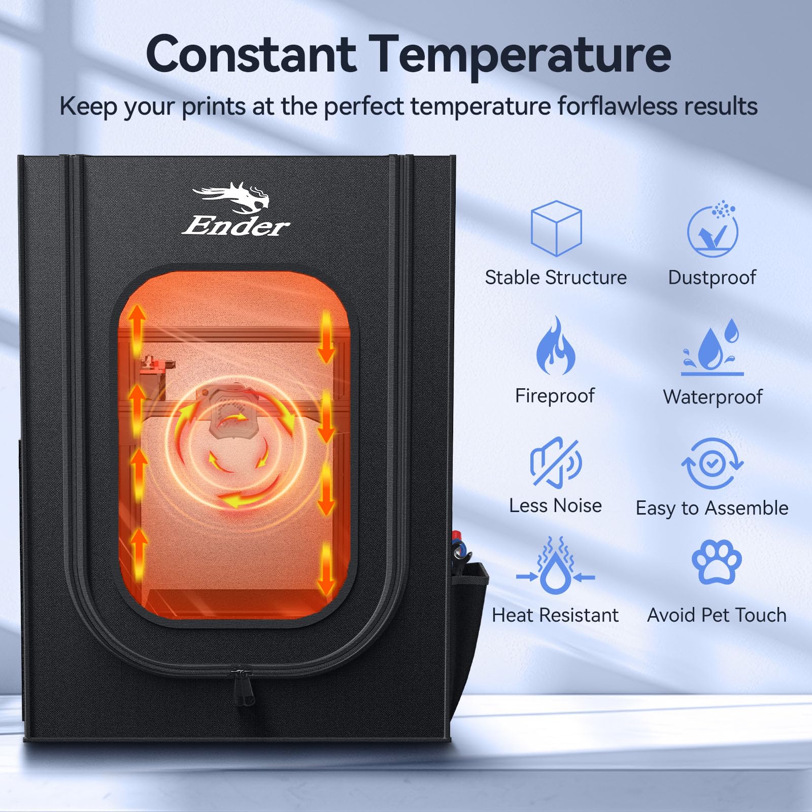 Creality Official 2024 3D Printer Enclosure, Fireproof and Dustproof Tent Constant Temperature Protective Cover for Ender 3/Ender 3V2/Ender 3S/S1/S1 Pro/Ender 3Pro/Ender 3 Neo/3 V2 Neo, 480*600*720mm