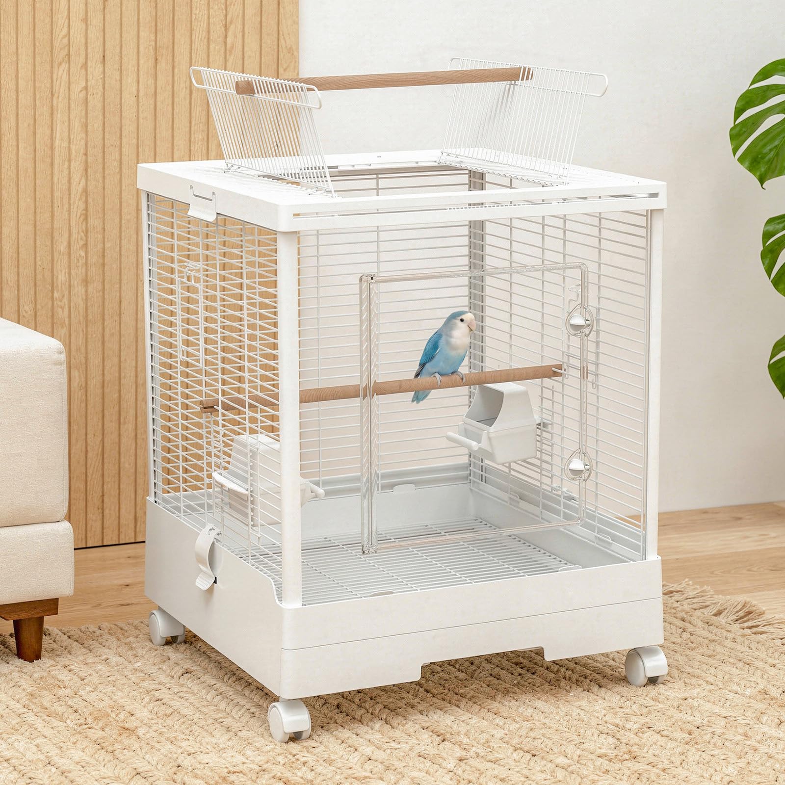⭐︎美品⭐︎ 鳥かご　ホワイト Amazon | Ruexue 鳥かご バードケージ 1段 ホワイト 高さ59cm おしゃれ