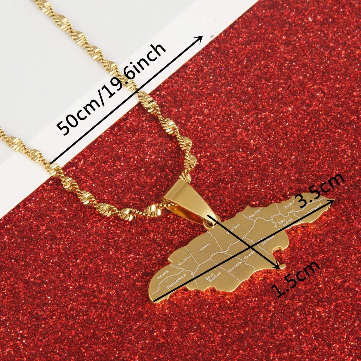 BR Gold Jewelry Stainless Steel Jamaica Map With City Pendant Necklace for Women Jamaica Maps Chain - Image 2