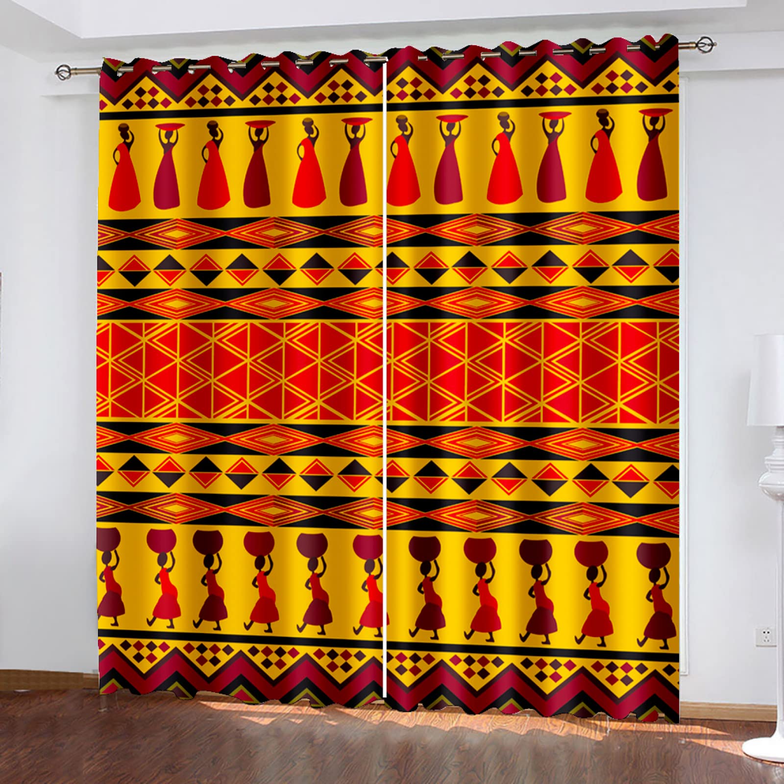 Zasłona zaciemniająca Geometryczne Boho Zasłony Okienne Dzieci Nastolatki Dorosła Sypialnia Zaciemniające Okna Zasłony do Salonu Wystrój Cutains,55"W X 39"L