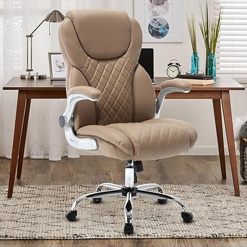 REFICCER Silla de oficina ejecutiva de cuero, sillas de escritorio ergonómicas de oficina con respaldo alto con ruedas, sillas giratorias de gestión