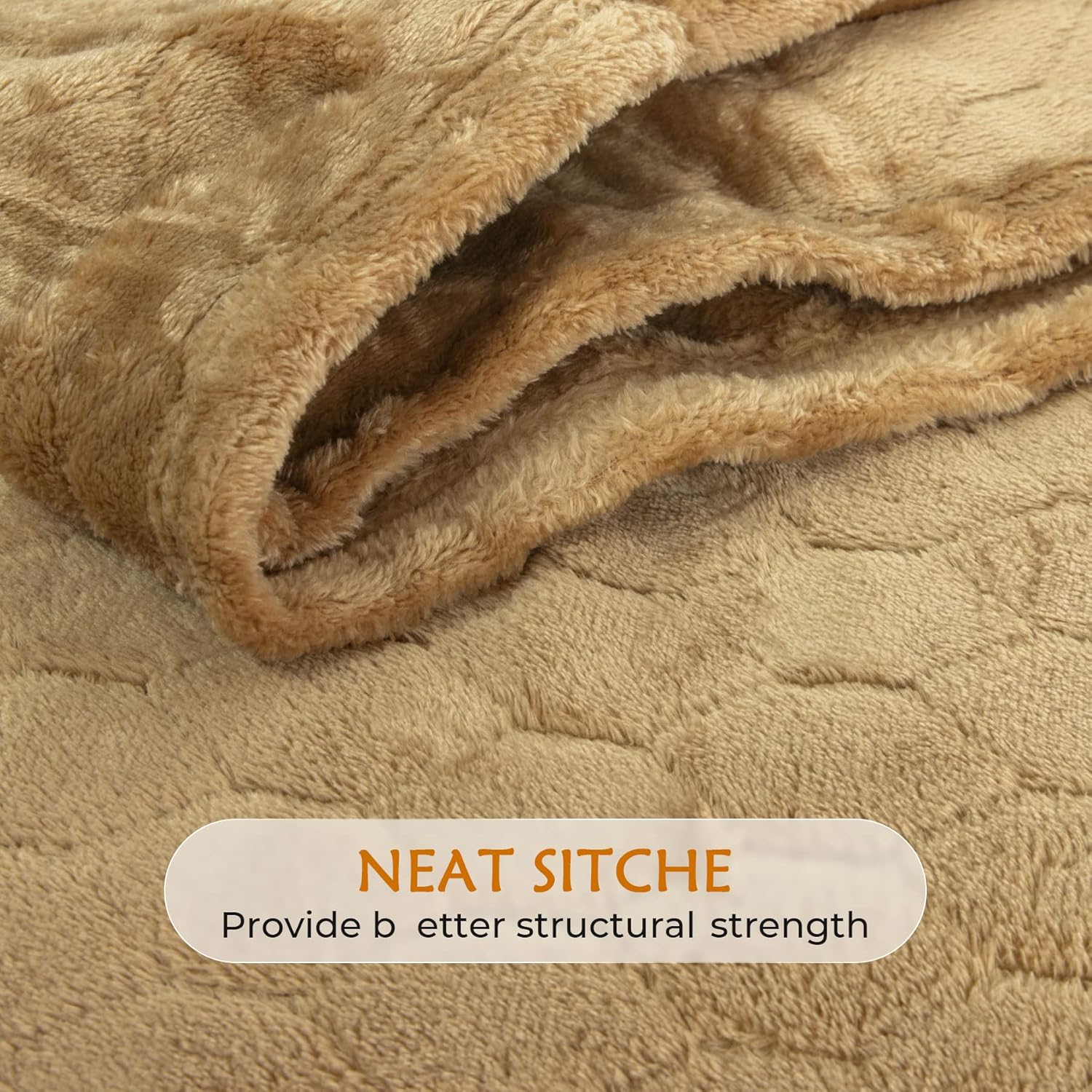 TOONOW Fleece Blanket Super Soft Cozy Throw Blanket 50" x 60", Lightweight Fuzzy Comfy Textured Flannel Blanket Warm Plush Throw Blankets for Couch, Sofa, Bed, Camel - Image 5