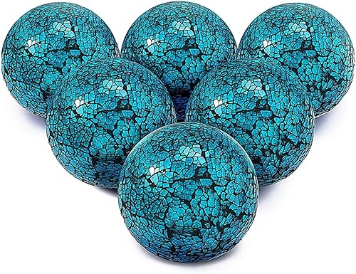 6 bolas decorativas de esfera de mosaico, centro de mesa de cristal, orbes decorativos para bandeja, tazón, jarrón expositor, plata, oro, negro, azul