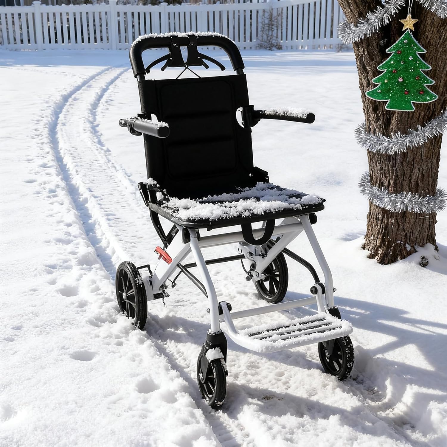 YGNVMCXJG Lightweight Foldable Transport Wheelchair for Adults & Elderly, Only 13 lbs Travel Wheelchair, Portable Narrow Transfer Wheelchair for Airplane & Car Travel