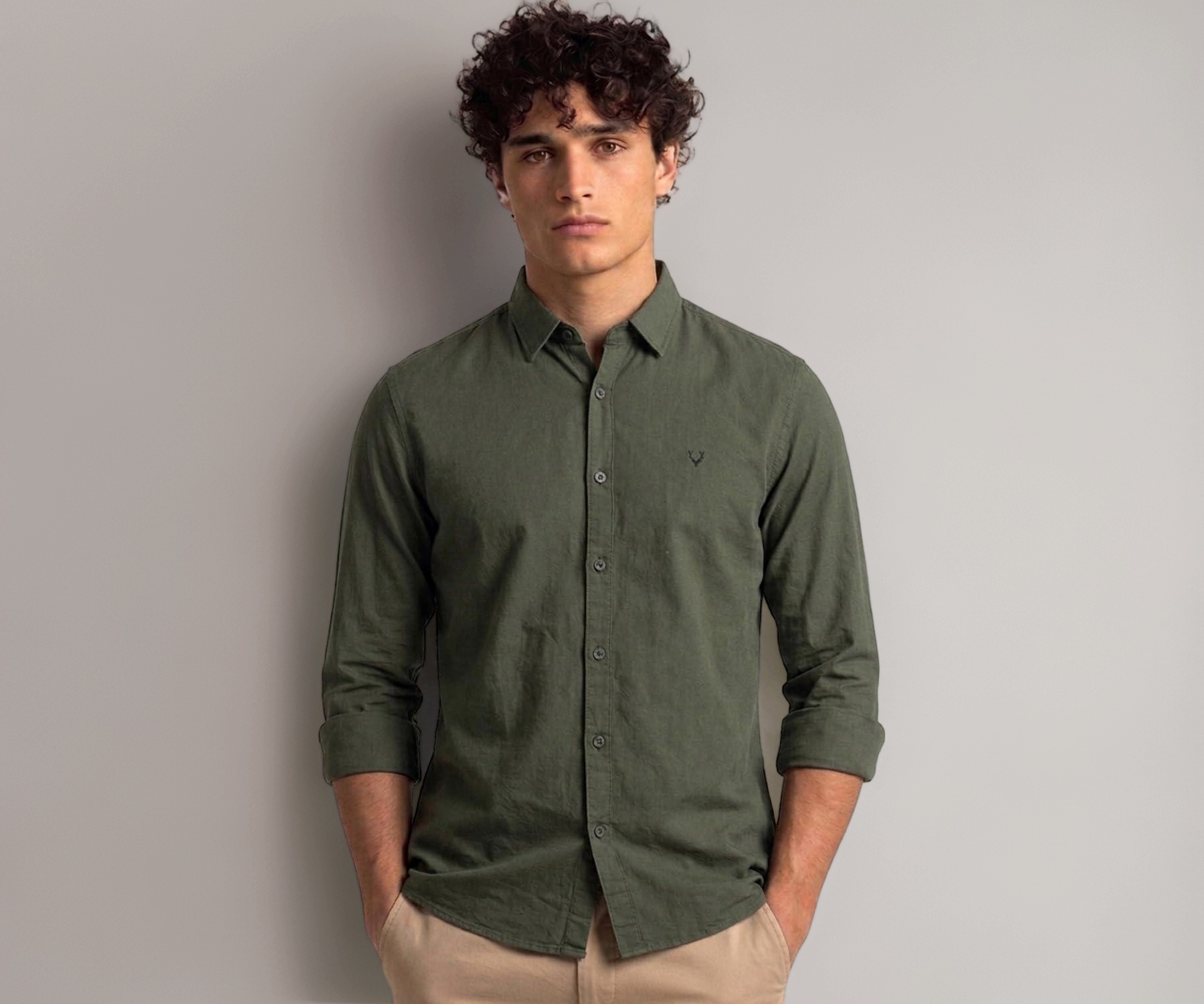 Allen Solly Men's Cotton Casual Shirt Grey 39 - Image 1