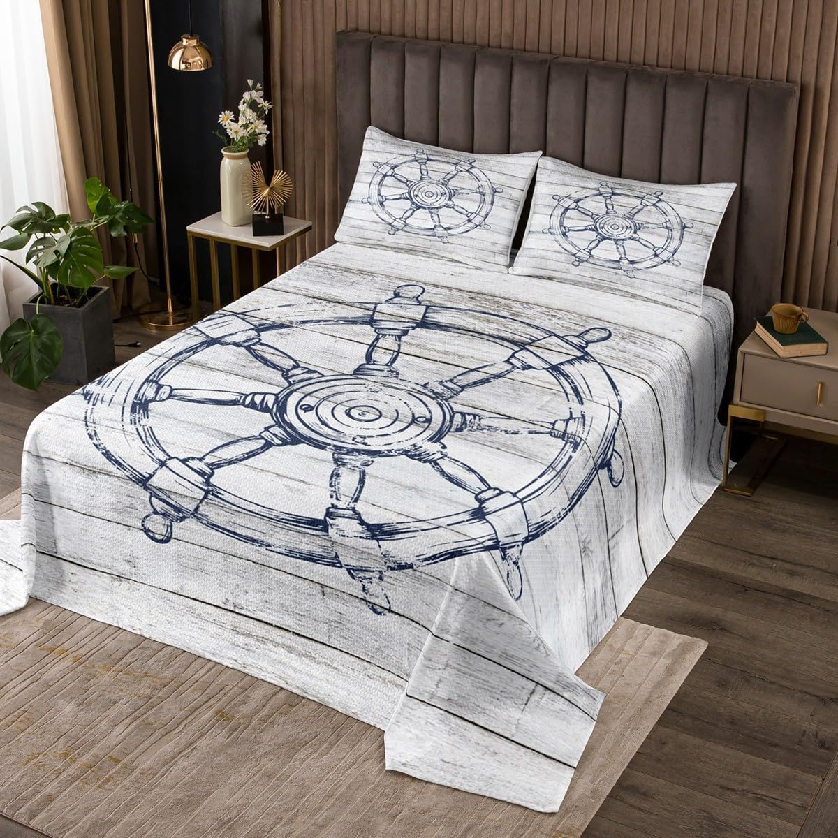 Castle Fairy Mermaid Bedspread Twin Size,Ship Anchor Sealife Bedding Sets 2Pcs for Kids Girls Boys Room Decor,Adventure Discovery Theme Comforter Set Vintage Abstract Quilt Coverlet,1 Pillowcase
