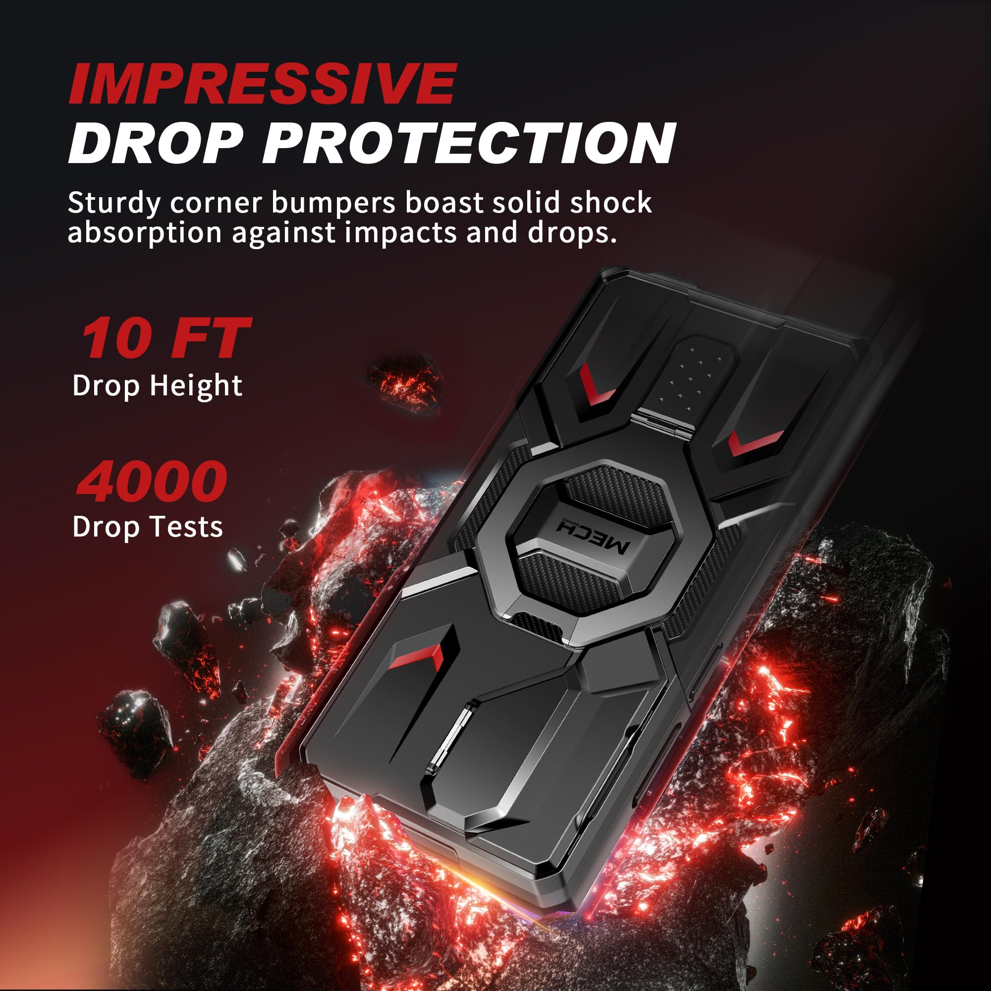 TONGATE for Samsung Galaxy S26 Ultra Case with Magnetic Stand, Compatible with MagSafe [Built-in Camera Cover & Ring Holder][Military-Grade Protection] Anti-Slip Rugged Phone Case for S26 Ultra, Black - 5