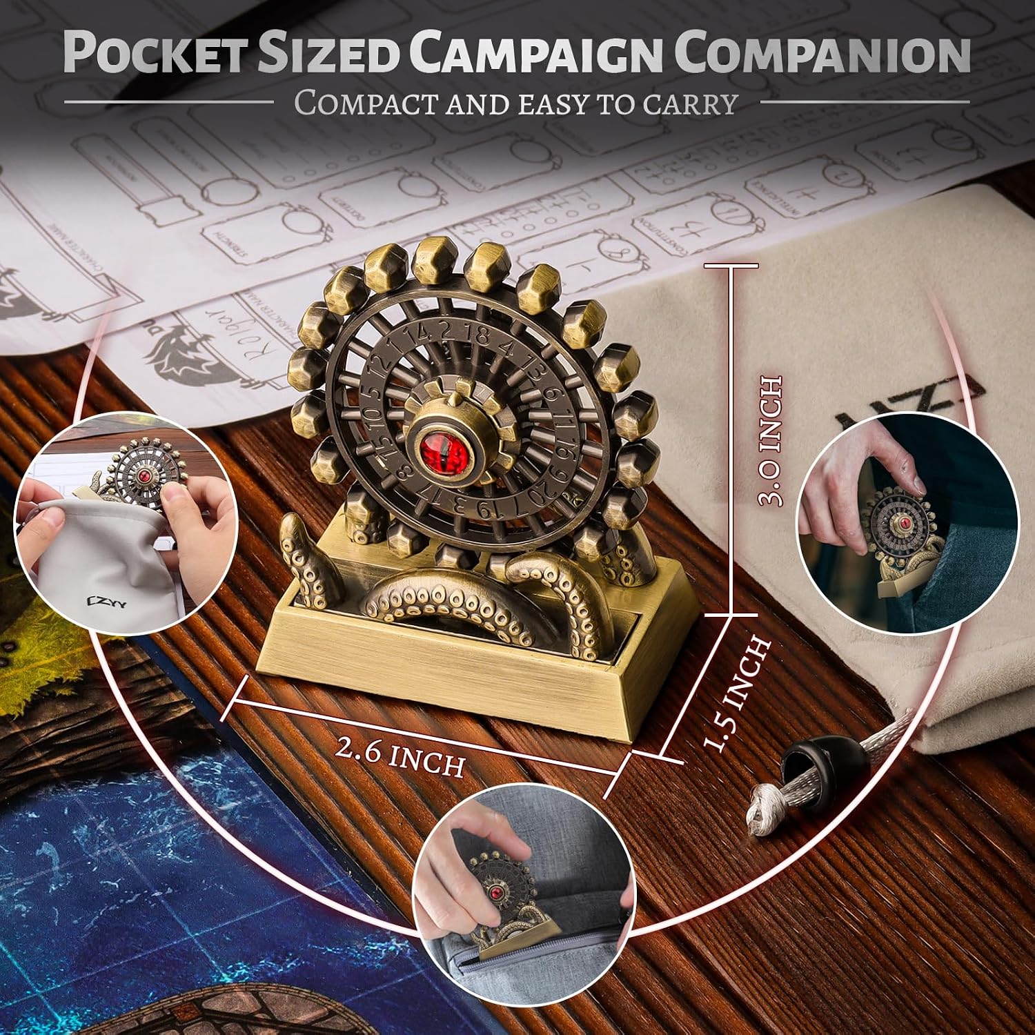 CZYY Ferris Wheel D20, Metal Fidget Spinner Dice for Tabletop RPG image 5