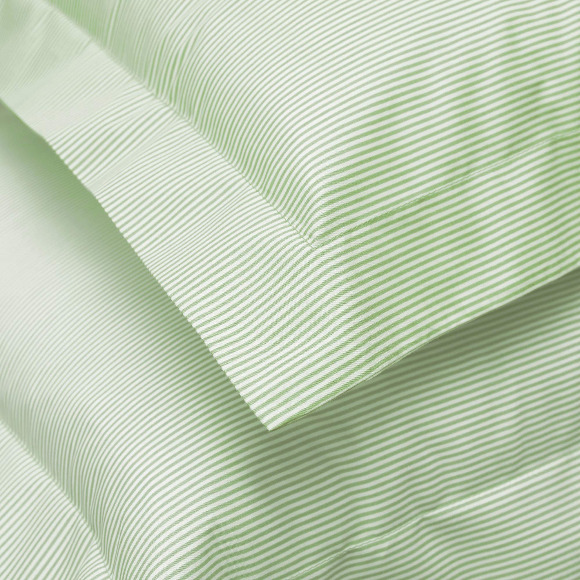 Premium 100% Egyptian Cotton Soft Hotel Quality Luxury Cambridge Stripe 200 Thread Count Duvet Cover With Pillowcase Pair Set (Green, Oxford 40 x 80cm)