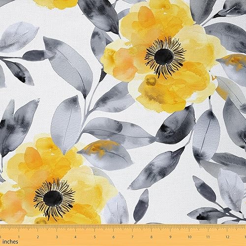 Miniatura 8 de The Yard - Tela de flores de acuarela de The Yard, tela de tapicería de plantas florales de jardín vintage para sillas sofá, tela impermeable