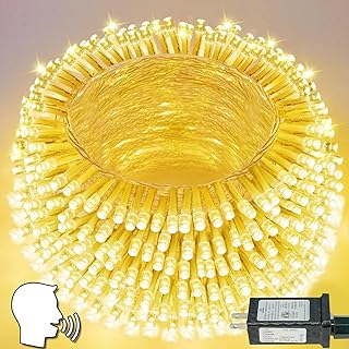 Smart Christmas Lights With Voice Control Indoor Outdoor, Clear Wire 66Ft 200 LED String Lights, Dimmable 12Modes Twinkle Fairy String Light Waterproof for Xmas Tree Wedding Party Bedroom (Warm White)