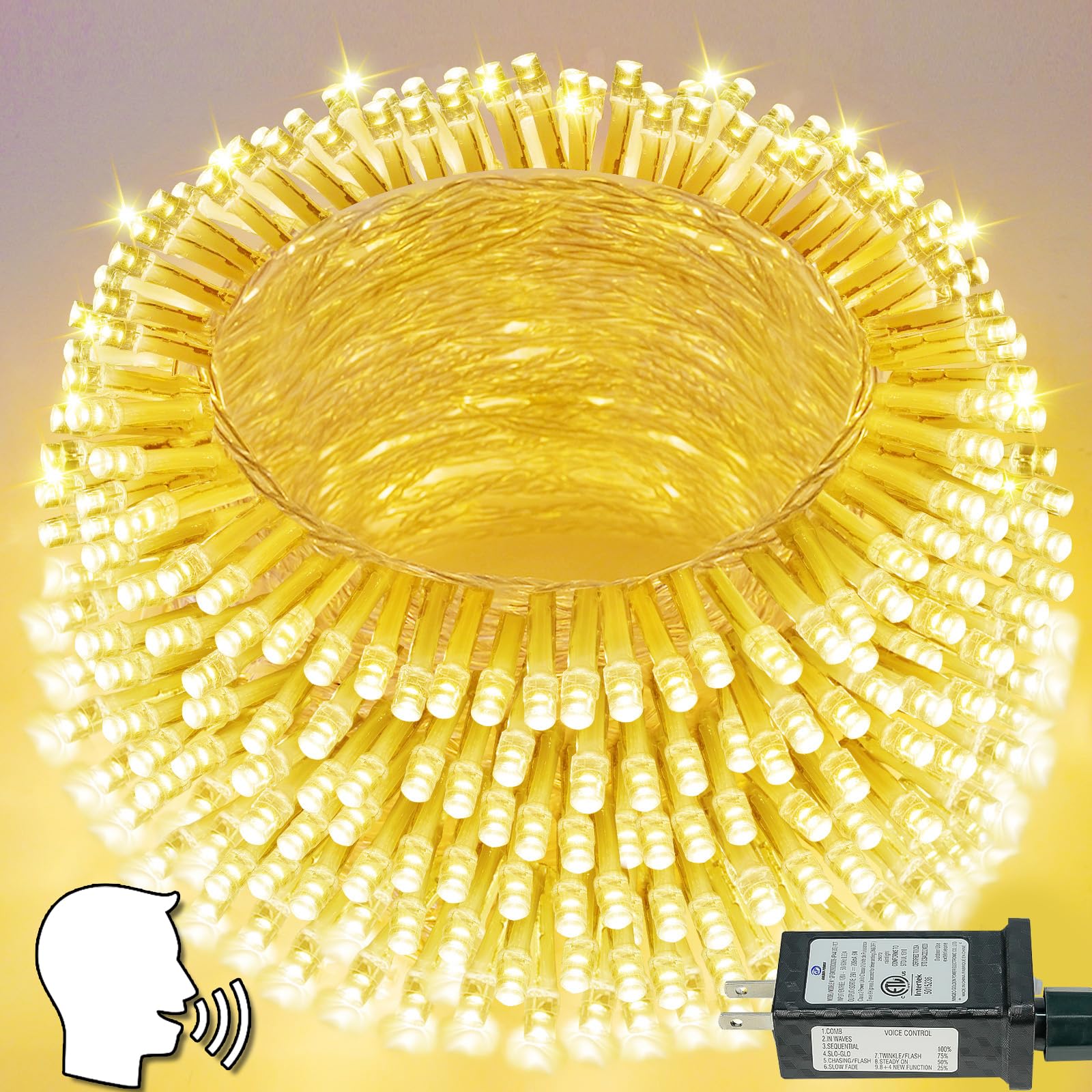 200 LED Christmas Tree Lights with Voice/Button Controlled Outdoor Indoor