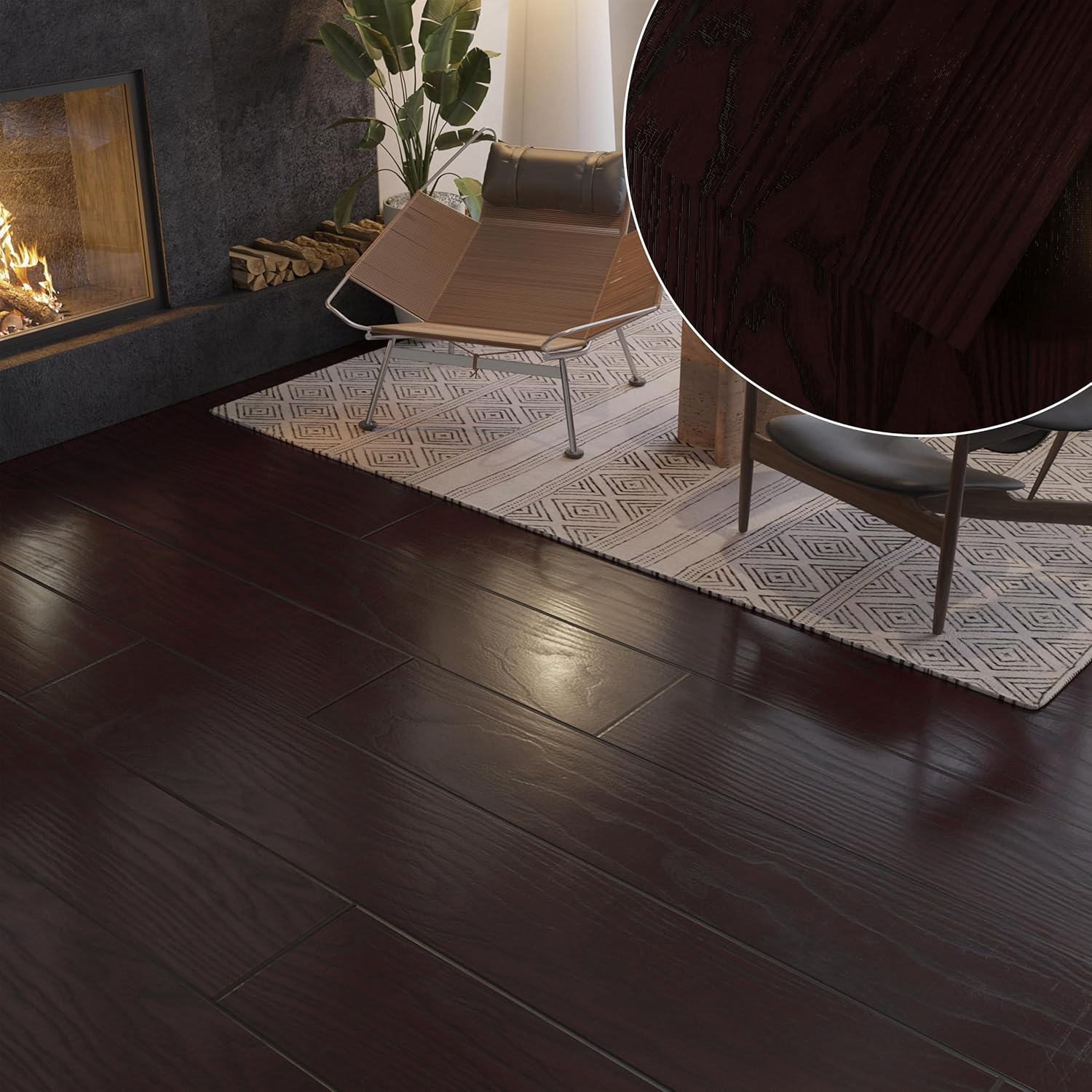 Floor Tiles Peel and Stick Vinyl Floor,18 Sq.Ft, 12 Pack, 36 x 6 inch Luxury Self Adhesive Waterproof Flooring Planks DIY for Bedroom, Kitchen, Living Room, RV, Wood Look Plank, Dark Brown 36"x 6" Dark Brown 12