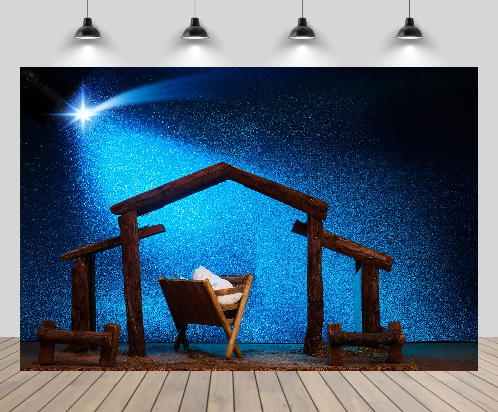 Telón De Fondo De Belén Navideño - 2.2x1.5 M, Vinilo, Decoración Religiosa, Jesús En Pesebre, Para Fotos, Paredes, Cabinas De Fotos