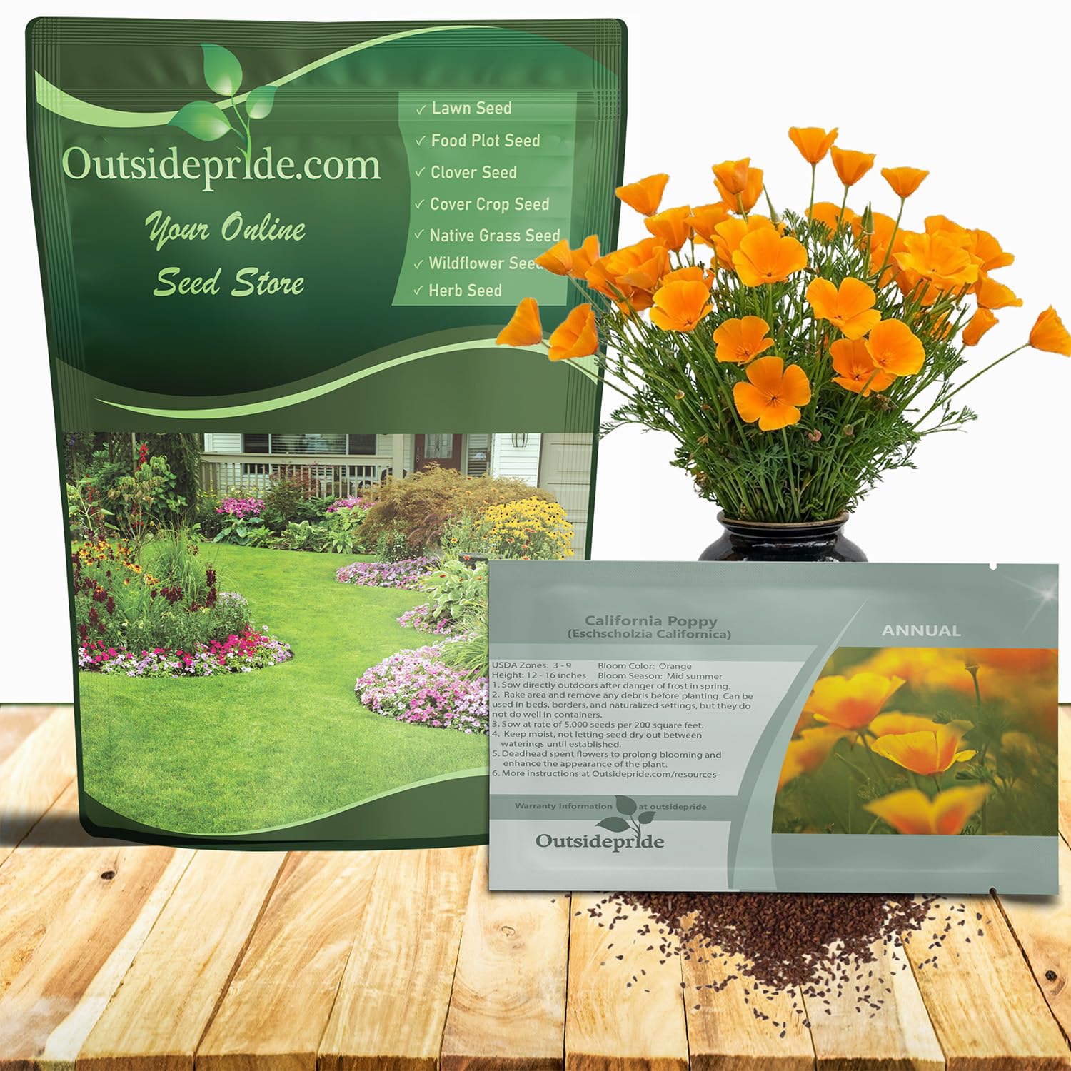 Outsidepride Eschscholzia Orange California Poppy Seeds