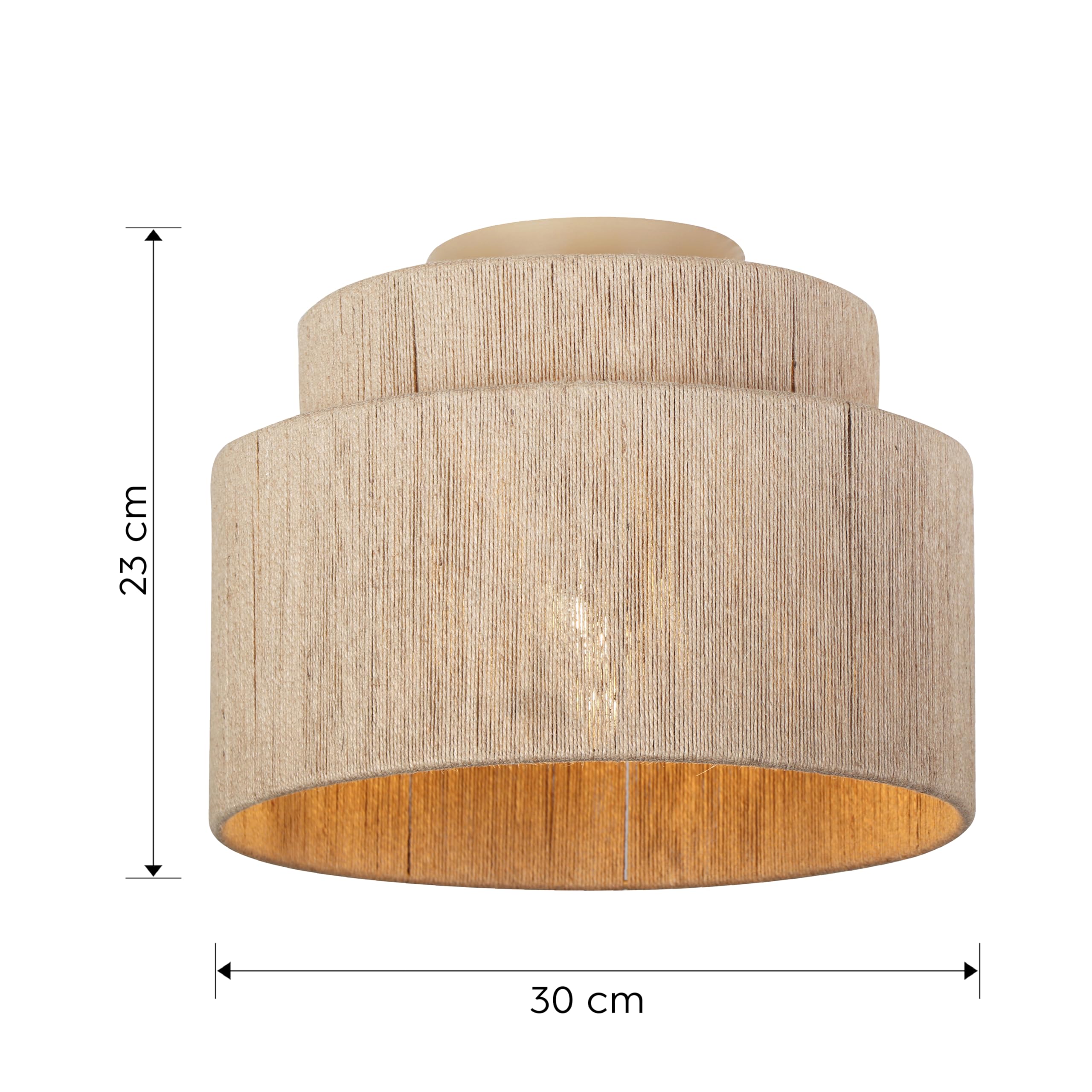 Trio Leuchten Lámpara de techo SMILLA 666800136, metal beige, pantalla de yute natural, exc. 1x E27