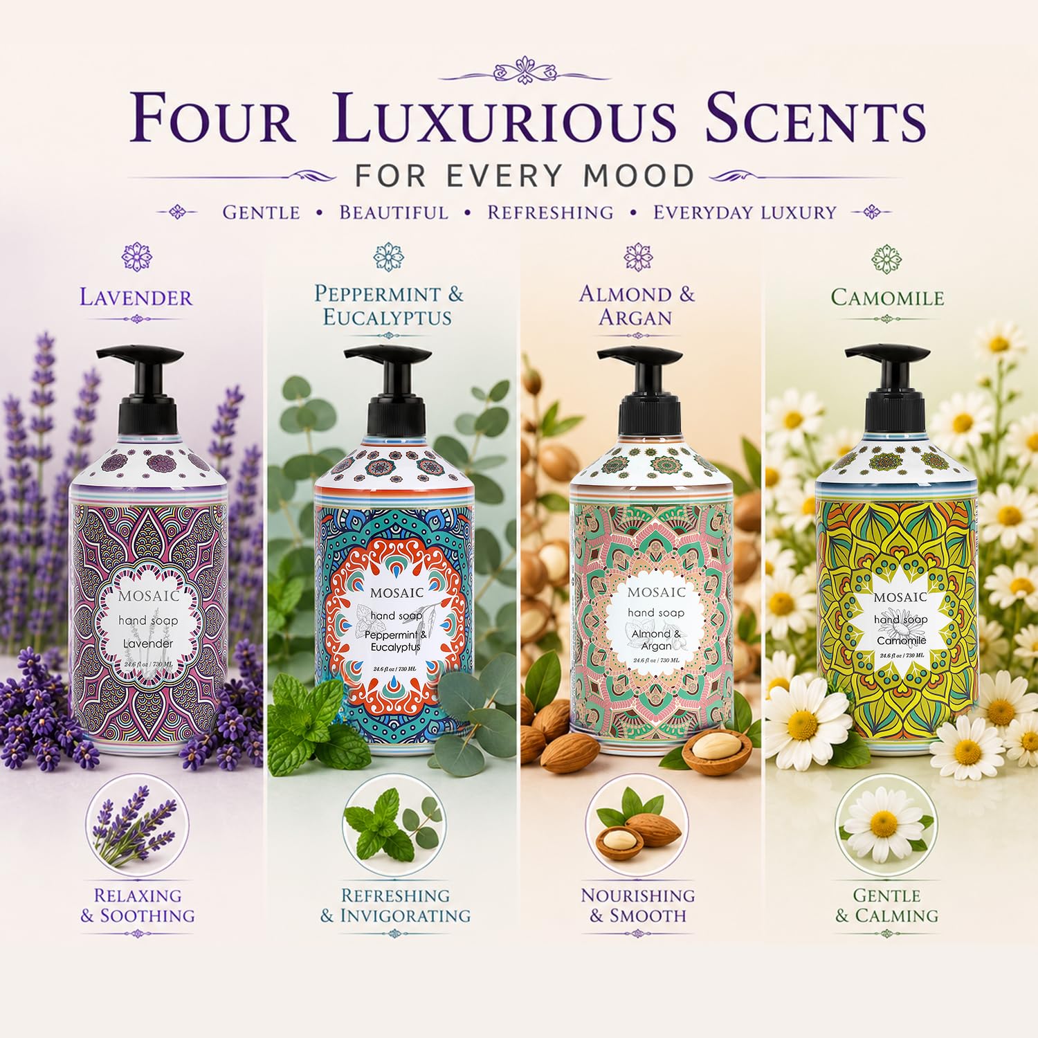 Mosaic Liquid Hand Soap Gift Set with Natural Oils
