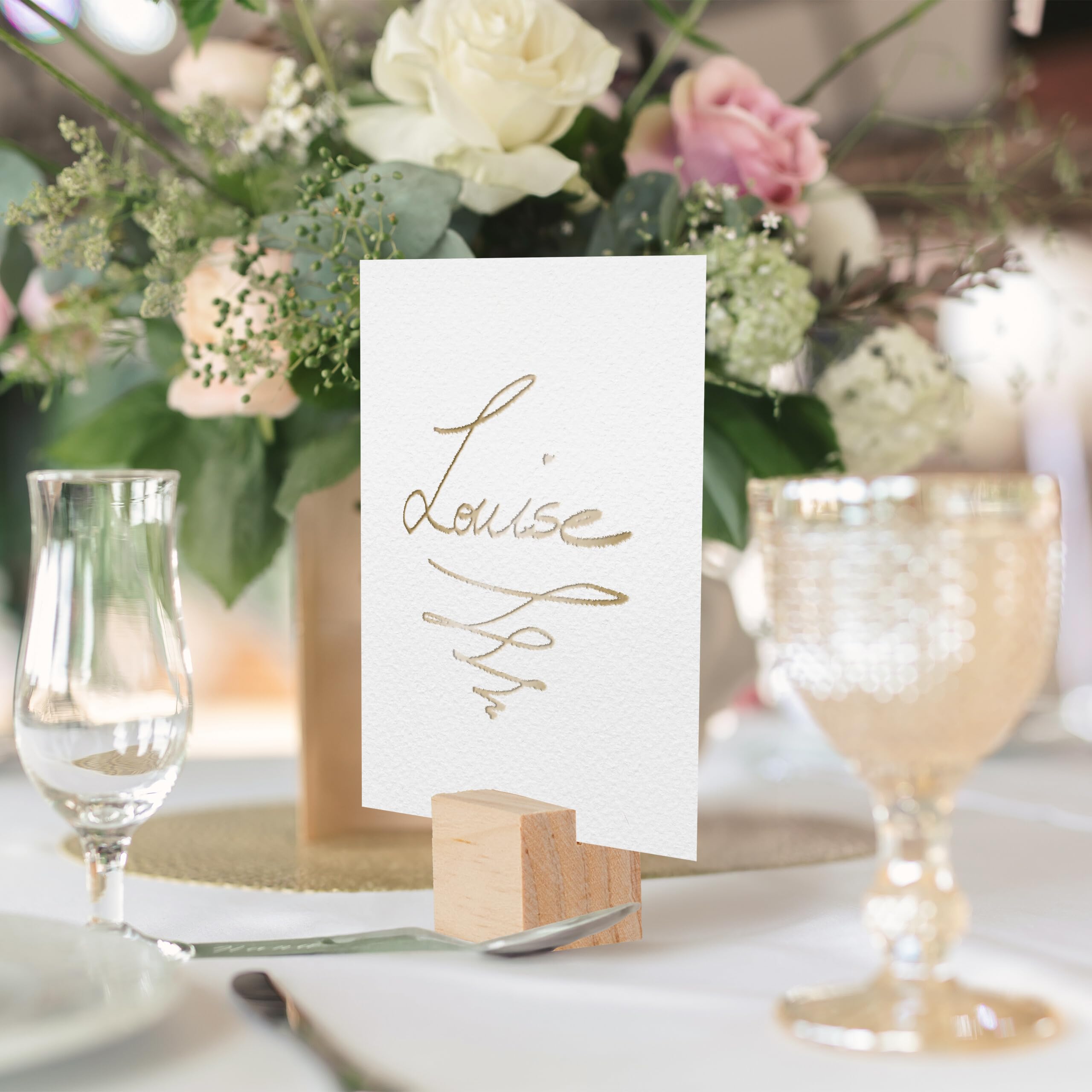 Relaxdays Supporti Segnaposto Legno, Set da 48, Portafoto, Portamenù da Tavolo, per Matrimonio e Battesimo, Naturale